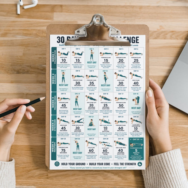 30 Day Plank Challenge — Progressive Printable Chart – VitaFlow Studio