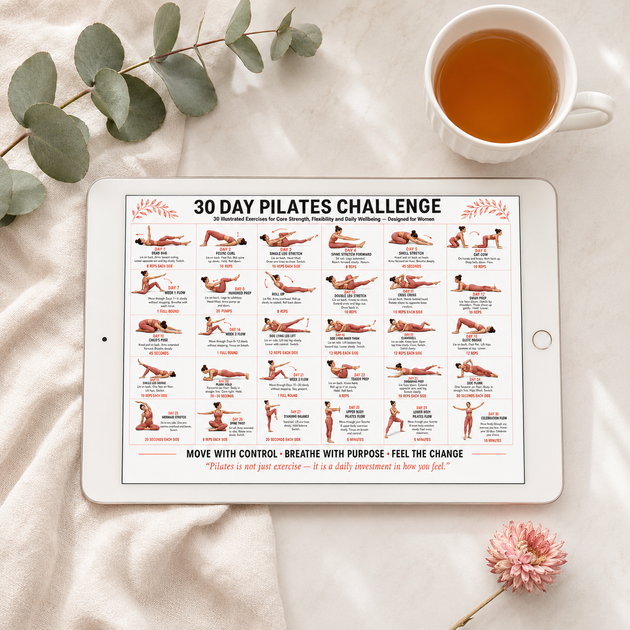 30 Day Pilates Challenge — Printable Chart for Women – VitaFlow Studio