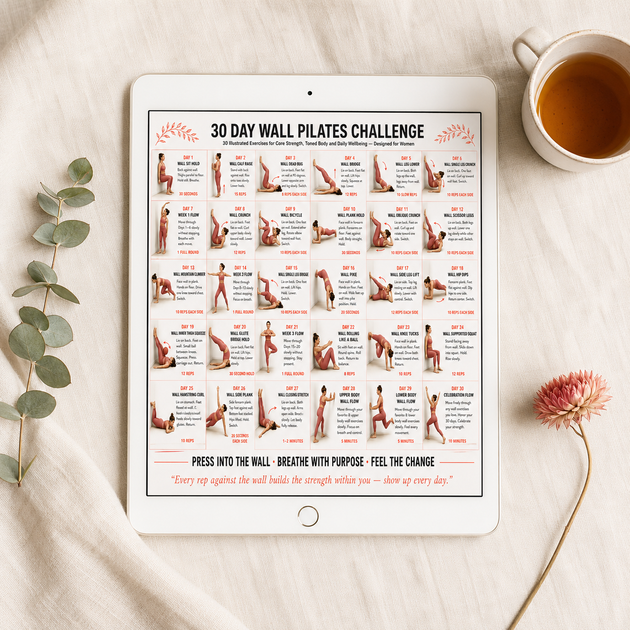 30 Day Wall Pilates Challenge — Printable Chart for Women – VitaFlow Studio