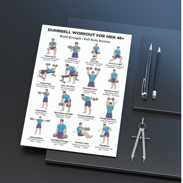 Dumbbell Workout for Men Over 40 Full Body Home Strength Routine PDF ...