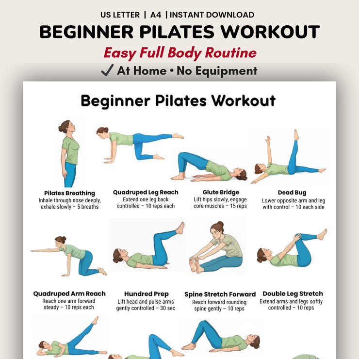 Beginner Pilates Workout Printable PDF Full Body Routine – VitaFlow Studio