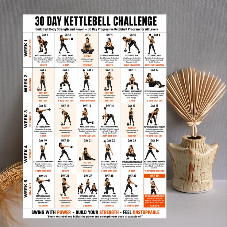 Kettlebell Program.pdf 30 Day Kettlebell Challenge — Progressive Printable Chart – VitaFlow Studio