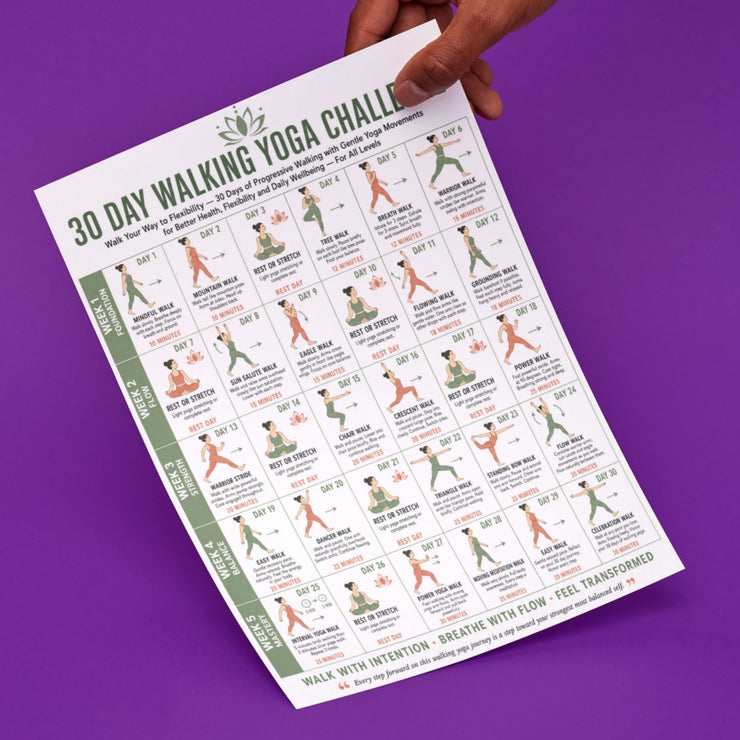 30 Day Walking Yoga Challenge — Progressive Printable Chart – VitaFlow ...