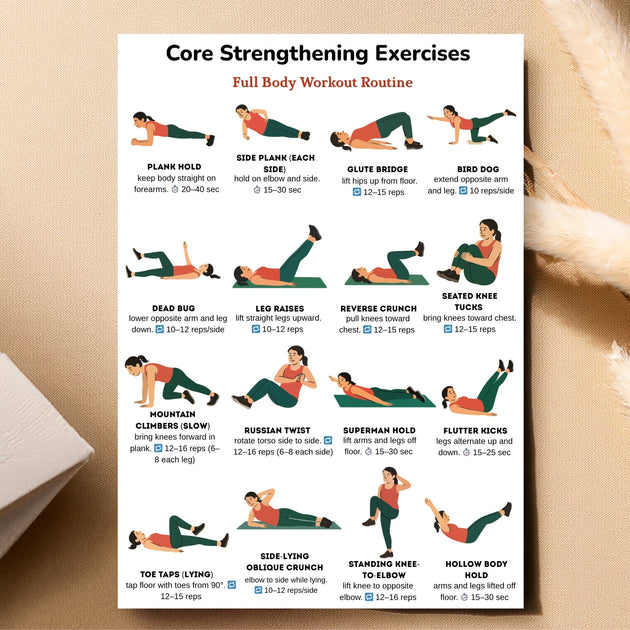 Core Strengthening Exercises Printable PDF Abs Workout Routine ...