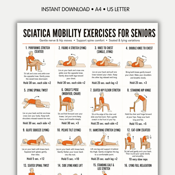 Sciatica Mobility Seniors PDF | 16 Gentle Hip & Spine Moves – VitaFlow ...
