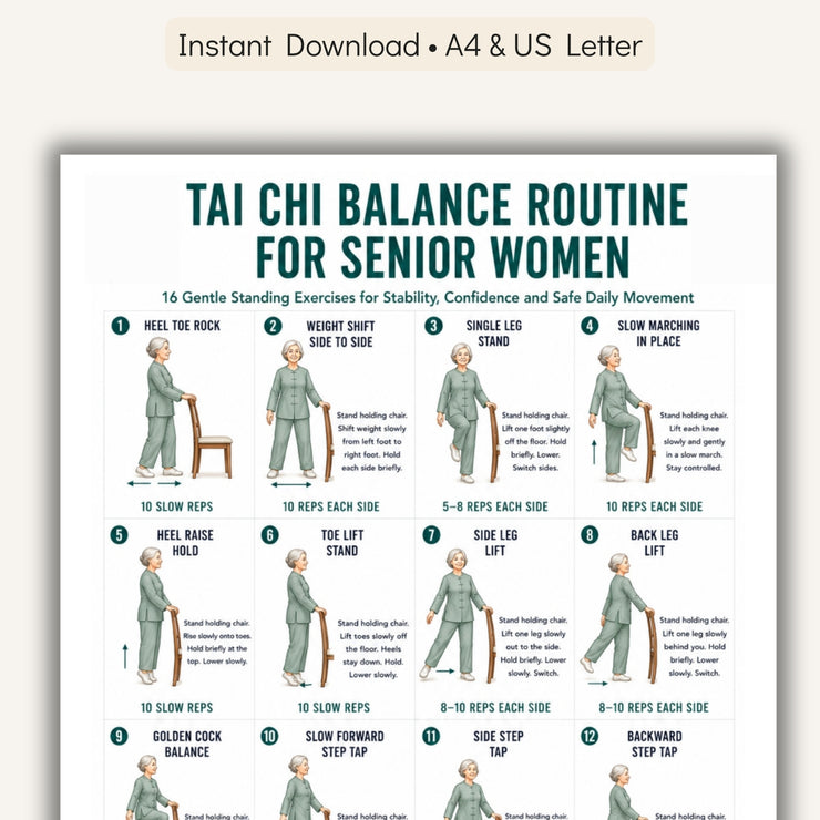 Tai Chi Balance Routine for Senior Women Printable PDF – VitaFlow Studio