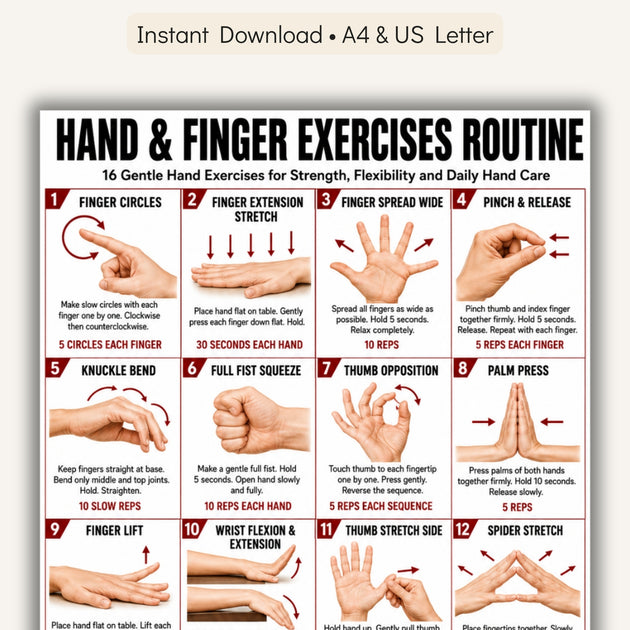 Hand & Finger Exercises Routine Printable PDF – VitaFlow Studio