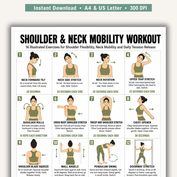 Shoulder & Neck Mobility Workout — 16 Exercise Printable – VitaFlow Studio