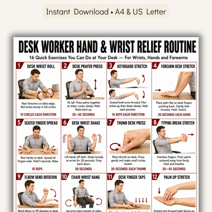 Desk Worker Hand & Wrist Relief Routine Printable PDF – VitaFlow Studio