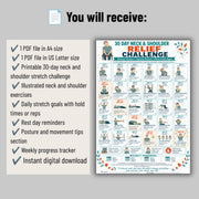30 Day Neck & Shoulder Stretch Challenge PDF | Printable Stretch Chart ...
