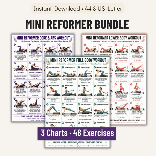 Mini Reformer Workout Bundle 3 Printable PDF Charts – VitaFlow Studio