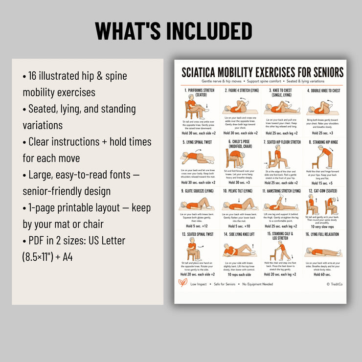 Sciatica Mobility Seniors PDF | 16 Gentle Hip & Spine Moves – VitaFlow ...