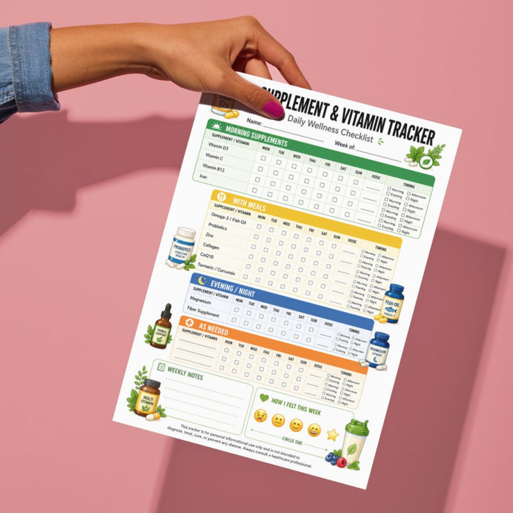 Supplement & Vitamin Tracker Printable | Weekly Pill Checklist PDF ...