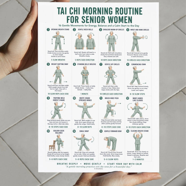 Tai Chi Morning Routine for Senior Women Printable PDF – VitaFlow Studio