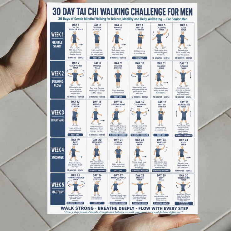 30 Day Tai Chi Walking Challenge for Senior Men — Printable – VitaFlow ...
