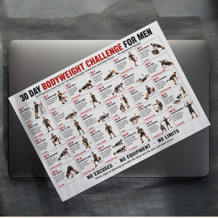 Men's Challenge Bundle — 3 Printable Fitness Charts – VitaFlow Studio