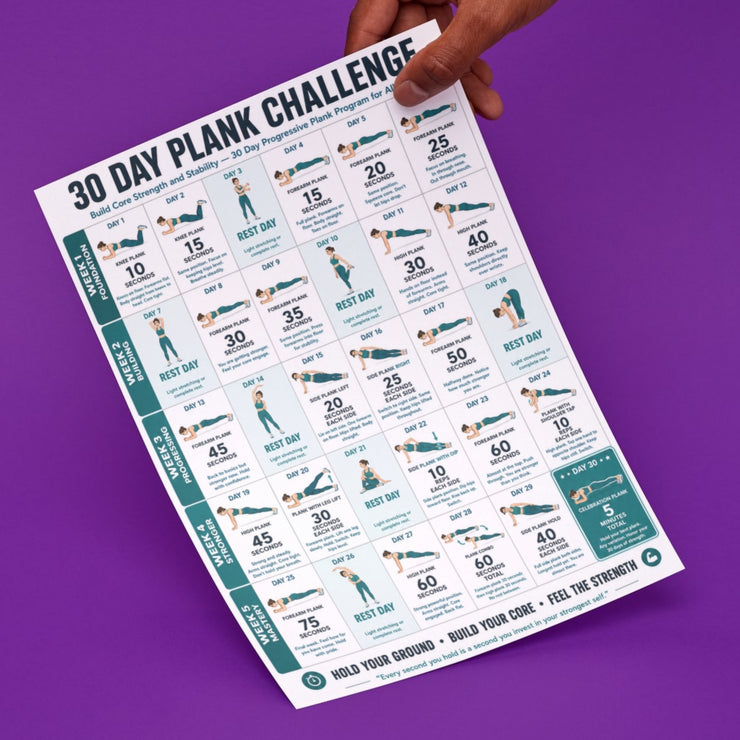 30 Day Plank Challenge — Progressive Printable Chart – VitaFlow Studio