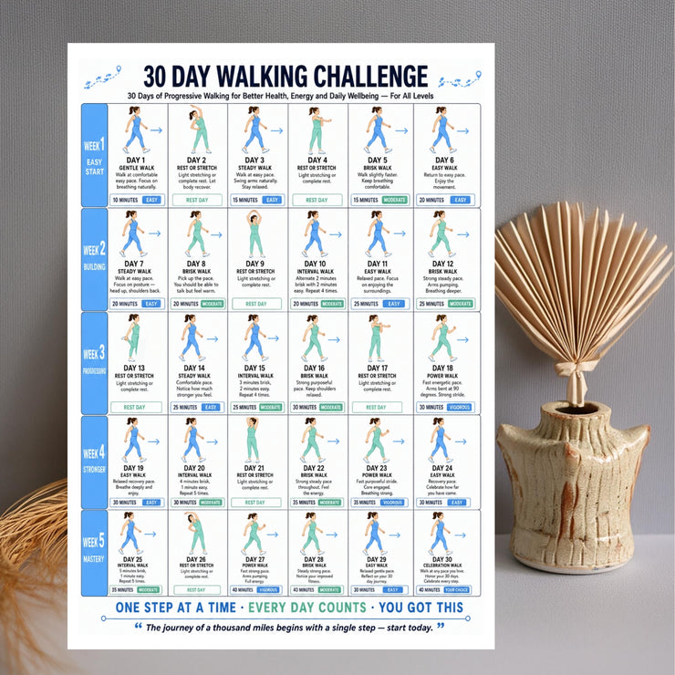 30 Day Walking Challenge — Progressive Printable Chart – VitaFlow Studio