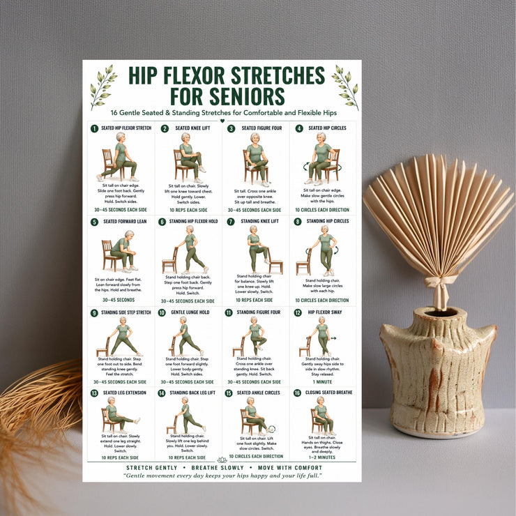Hip Flexor Stretches for Seniors Printable PDF – VitaFlow Studio