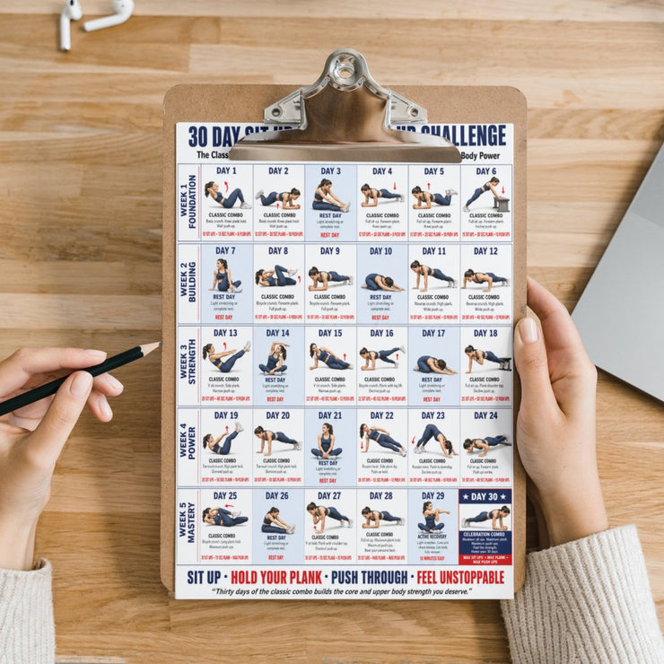 30 Day Sit Up Plank Push Up Challenge — Printable Chart – VitaFlow Studio