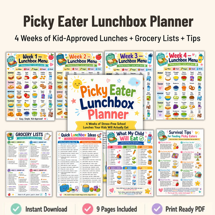 Picky Eater Lunchbox Planner Printable PDF | 9 Pages – VitaFlow Studio
